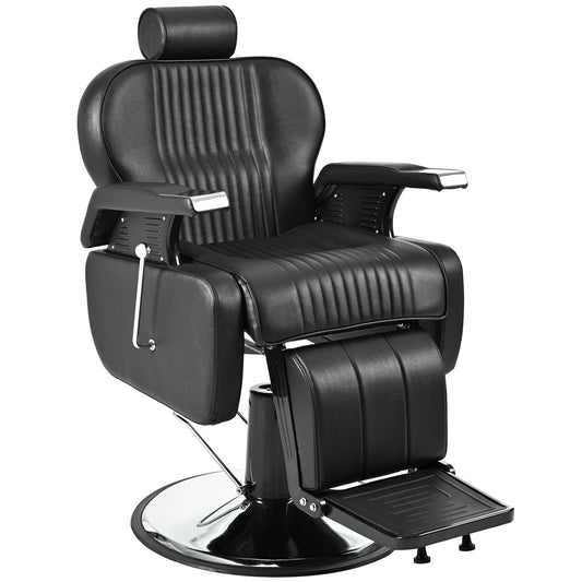 39F Inc. - Heavy Duty Reclining Hydraulic Barber Chair 360°Swivel Black