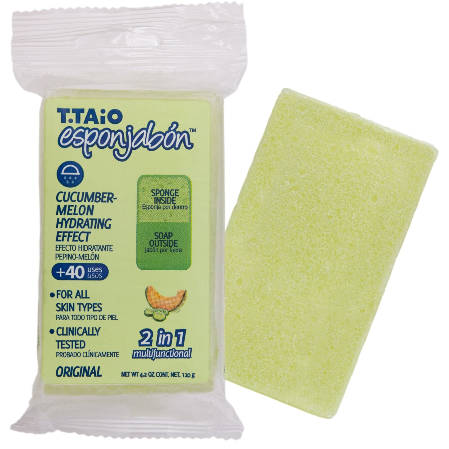 T.TAiO Esponjabon Bar Soap - Cucumber with Melon, Hydrating Effect