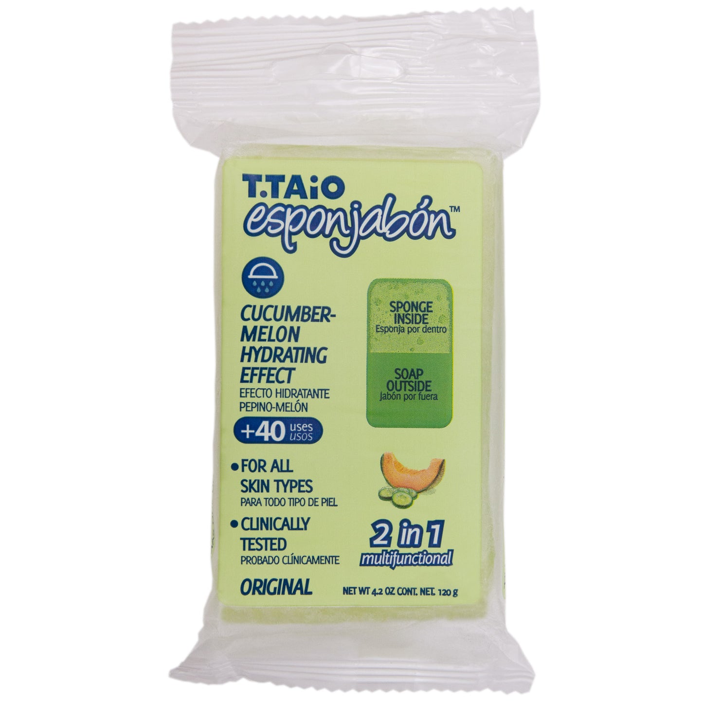 T.TAiO Esponjabon Bar Soap - Cucumber with Melon, Hydrating Effect