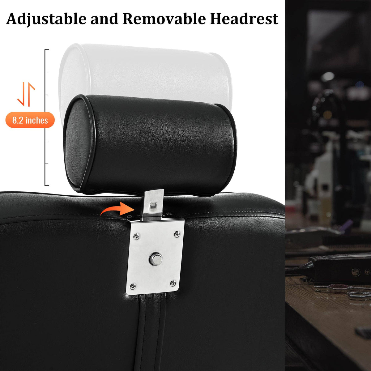 39F Inc. - Heavy Duty Reclining Hydraulic Barber Chair 360°Swivel Black