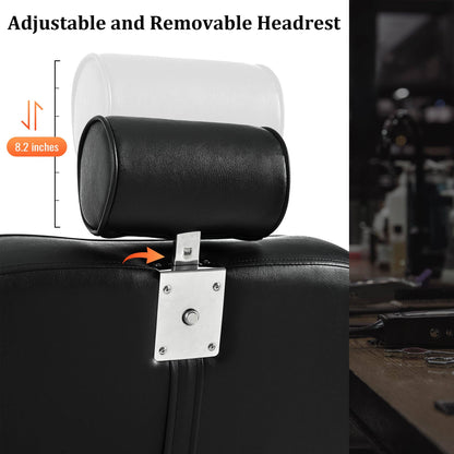 39F Inc. - Heavy Duty Reclining Hydraulic Barber Chair 360°Swivel Black