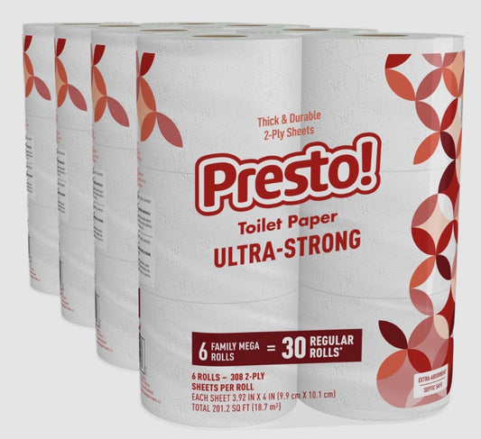 Amazon Brand - Presto! Ultra-Strong 2-Ply Toilet Paper - 24 Pack