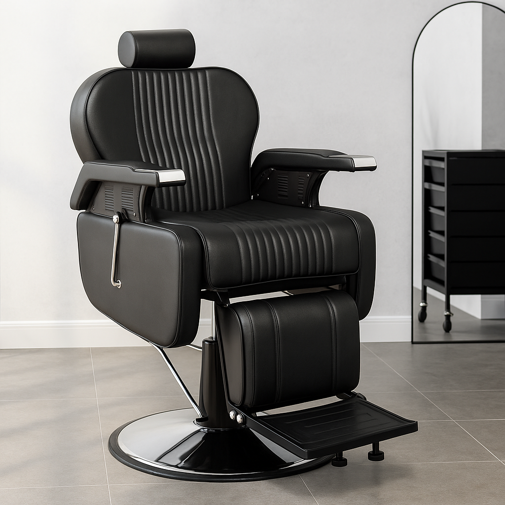 39F Inc. - Heavy Duty Reclining Hydraulic Barber Chair 360°Swivel Black