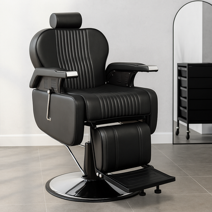39F Inc. - Heavy Duty Reclining Hydraulic Barber Chair 360°Swivel Black