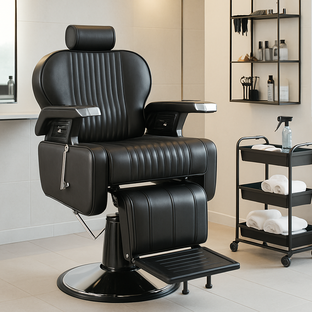 39F Inc. - Heavy Duty Reclining Hydraulic Barber Chair 360°Swivel Black