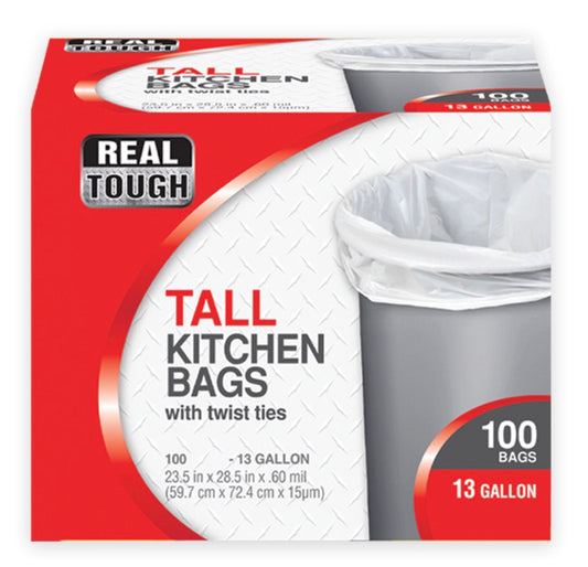 Real Tough Tall Kitchen Bag 13 GL 100 CT