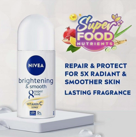 NIVEA DEODORANT ROLL-ON BRIGHTENING 50ML **FREE SHIPPING