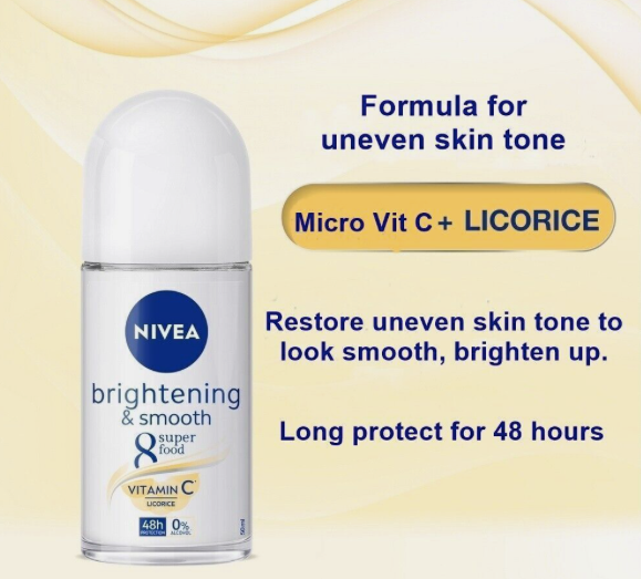 NIVEA DEODORANT ROLL-ON BRIGHTENING 50ML **FREE SHIPPING