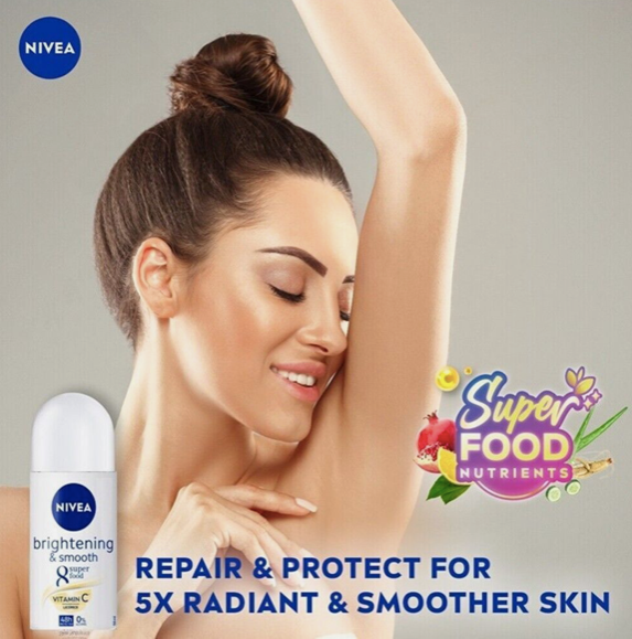 NIVEA DEODORANT ROLL-ON BRIGHTENING 50ML **FREE SHIPPING