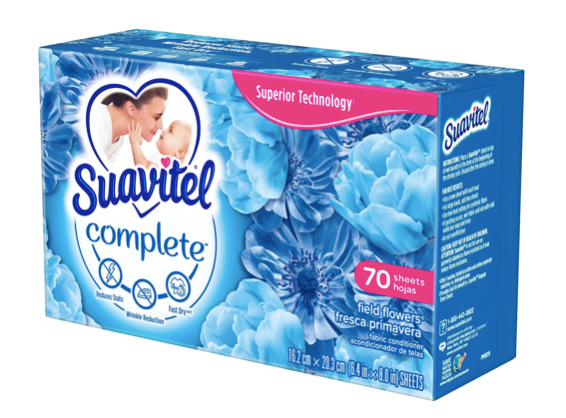 Suavitel Complete Dryer Sheets, Fabric Conditioner, Field Flowers, 70 Sheets