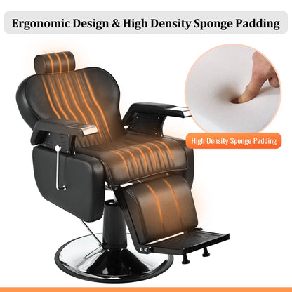 39F Inc. - Heavy Duty Reclining Hydraulic Barber Chair 360°Swivel Black