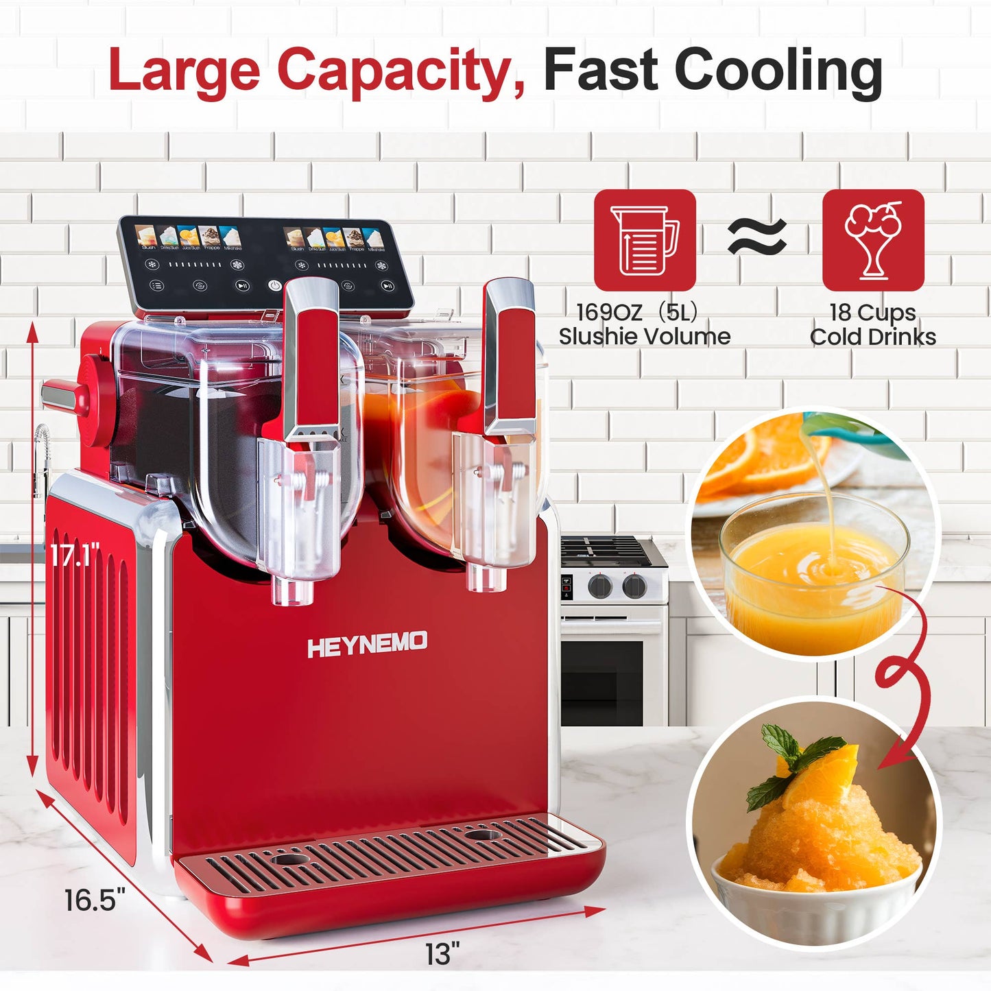 Heynemo - Dual-Tank Slushie Maker with Rapid Chill Technology & 5 Mode